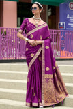 Pearl Purple  Banarasi Handloom Saree - women's fashion mart