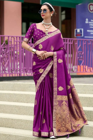 Pearl Purple  Banarasi Handloom Saree - women's fashion mart