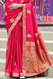 Crimson Pink Banarasi Handloom Saree - women's fashion mart