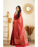 Beautiful Kanjivaram Woven Silk Saree With Blouse Piece -Kanjivaram Silk Saree Wine women's fashion mart
