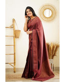 Beautiful Kanjivaram Woven Silk Saree With Blouse Piece -Kanjivaram Silk Saree Wine women's fashion mart