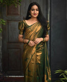 Traditional Kanjivaram Woven Silk Saree With Blouse Piece  women's fashion mart