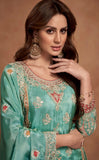 Sea Green Simar Silk Palazzo Suit with Embroidered Dupatta - women's fashion mart