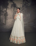 Flawless White Embroidered Anarkali Stylish Gown - women's fashion mart