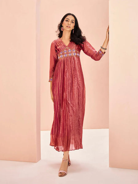 Majestic and  Superb Coral Hand Worked Organza Dress - women's fashion mart