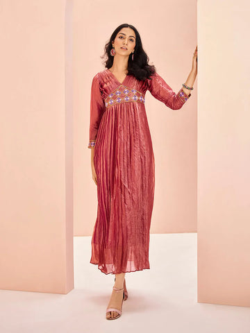 Majestic and  Superb Coral Hand Worked Organza Dress - women's fashion mart