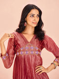 Majestic and  Superb Coral Hand Worked Organza Dress - women's fashion mart