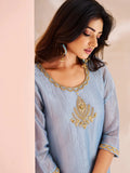 Enchanting Sky Blue Hand Worked Organza Kurta Set - women's fashion mart