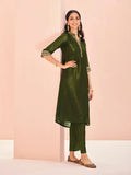 Enchanting Olive Green Organza Hand Worked Kurta Set - women's fashion mart