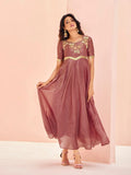 Gorgeous Coral Organza Hand Worked Party Wear Dress - women's fashion mart