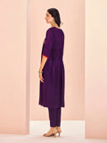 Breathtaking and Vivid Wine Hand Worked Chinon Kurta Set - women's fashion mart