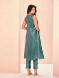 Stunning and Pristine Aqua  Organza Hand Worked Kurta Set - women's fashion mart
