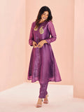 Breathtaking Purple Hand Worked Organza Kurta Set - women's fashion mart