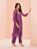 Breathtaking Purple Hand Worked Organza Kurta Set - women's fashion mart