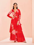 Charming and Ravishing Red Chinon Floral Printed Palazzo Set - women's fashion mart