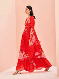 Charming and Ravishing Red Chinon Floral Printed Palazzo Set - women's fashion mart