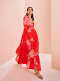 Charming and Ravishing Red Chinon Floral Printed Palazzo Set - women's fashion mart