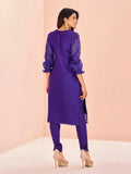 Pleasing and Precious Purple Hand Worker Organza Kurta Set - women's fashion mart