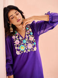 Pleasing and Precious Purple Hand Worker Organza Kurta Set - women's fashion mart