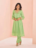 Exquisite Pista Green Chinon Hand Worked Kurta Set - women's fashion mart