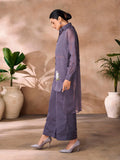 Luxurious Greyish Purple Hand Worked Organza Co-Ord Set - women's fashion mart
