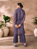 Luxurious Greyish Purple Hand Worked Organza Co-Ord Set - women's fashion mart