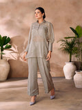 Dazzling Dusty Grey Hand Worked Organza Co-Ord Set - women's fashion mart