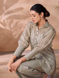 Blazing Dusty Grey Organza Hand Worked Co-Ord Set - women's fashion mart
