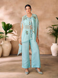 Enchanting Aqua Blue Organza Hand Worked Co-Ord Set - women's fashion mart