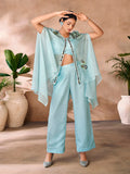 Enchanting Aqua Blue Organza Hand Worked Co-Ord Set - women's fashion mart
