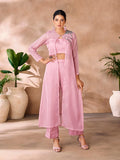 Mesmerizing Rose Pink Hand Worked Organza Co-Ord Set - women's fashion mart