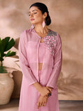Mesmerizing Rose Pink Hand Worked Organza Co-Ord Set - women's fashion mart