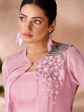 Mesmerizing Rose Pink Hand Worked Organza Co-Ord Set - women's fashion mart