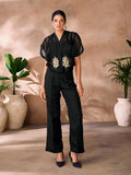 Classic and Iconic Black Organza Hand Worked Co-Ord Set - women's fashion mart
