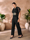 Classic and Iconic Black Organza Hand Worked Co-Ord Set - women's fashion mart