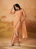 Peach Organza Handworked Designer Ready To Wear Saree - women's fashion mart