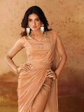 Peach Organza Handworked Designer Ready To Wear Saree - women's fashion mart