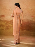 Breathtaking Beige Organza Hand Worked Ready To Wear Saree - women's fashion mart