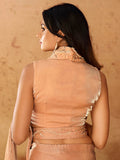 Peach Organza Handworked Designer Ready To Wear Saree - women's fashion mart