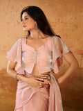 Baby Pink Organza Handworked Designer Ready To Wear Saree - women's fashion mart