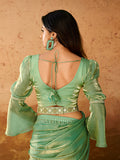 Elegant Pristine Pista Green Organza Ready To Wear Saree - women's fashion mart