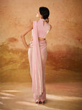 Stunning Rose Pink Hand Worked Organza Ready To Wear Saree - women's fashion mart