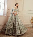Green Georget lehnga with heavy sequence, dori & zari work - INSPIRED | Ready To Wear  women's fashion mart