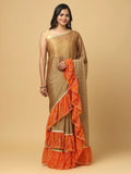 Soft Chiffon Bandhej Print Ruffle Party Wear Saree