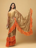 Soft Chiffon Bandhej Print Ruffle Party Wear Saree