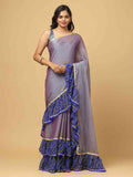 Soft Chiffon Bandhej Print Ruffle Party Wear Saree