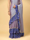 Soft Chiffon Bandhej Print Ruffle Party Wear Saree