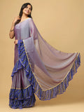 Soft Chiffon Bandhej Print Ruffle Party Wear Saree
