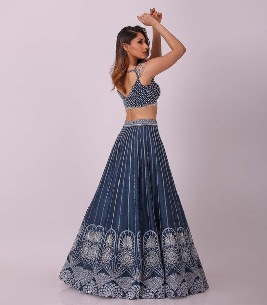 Engagement Wear Navy Blue Color Lehenga Choli  women's fashion mart