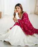 Heavy Pure Silk White Anarkali Suit - women's fashion mart
